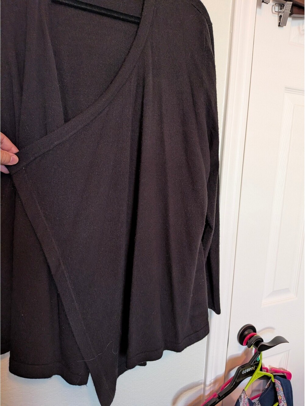 Distinctive Collections Women's Black Open-Front Oversized Cardigan XXL Acrylic - Picture 3 of 6